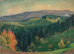 Herbstabend In Hain by Ernst (Wilhelm Heinrich E. ) Eitner