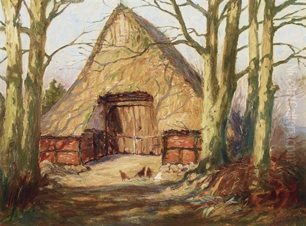 Chickens In Front Of A Barn - view 1