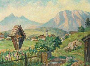 Oberbayerisches Kirchdorf Mit Watzmannmassiv An Einem Sommertag Oberbayerisches Kirchdorf Mit Watzmannmassiv An Einem Sommertag