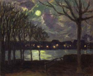 Blick Auf Die Nachtlicher Alster