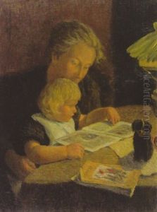 Toni Mit Georg Bei Der Lampe by Ernst (Wilhelm Heinrich E. ) Eitner