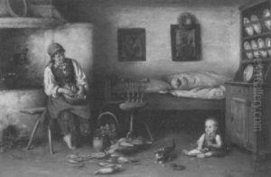 A Cottage Interior by Franz Ejsmond