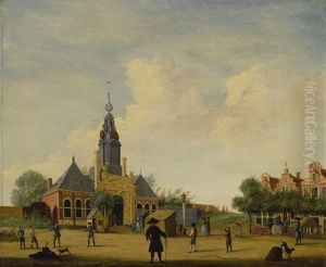 A View Of Amsterdam With Young Boys At Play Near The Haarlemmerpoort by Jan Ekels the Elder