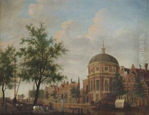View Of The Lutherse Kerk, Amsterdam, With The Singel In The Foreground by Jan Ekels the Elder