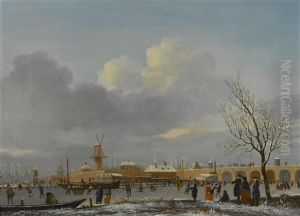 A Winter Landscape With Skaters On The Amstel