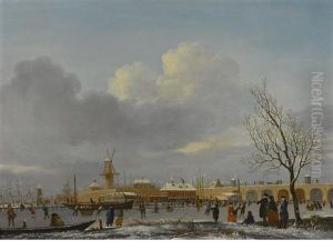 A Winter Landscape With Skaters On The Amstel