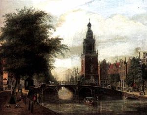 Amsterdam, A View Of The Jan Roodenpoortstoren On The Singel With The Lutherse Kerk Beyond