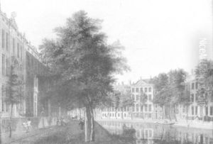 Hollandische Stadtansicht Mit Vornehmen Burgerhausern Und Gepflasterten Alleen by Jan Ekels the Elder