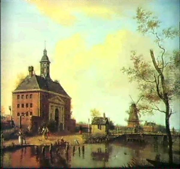 The Weeperpoort With The 'de Bul' Windmill Behind - view 1