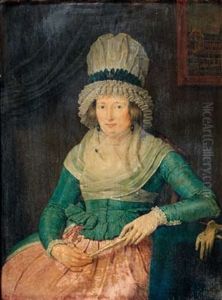 Portrait De Femme Tenant Un Eventail by Jan Ekels the Younger