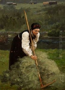 Kvinne Som Raker Hoy by Jahn Ekenaes