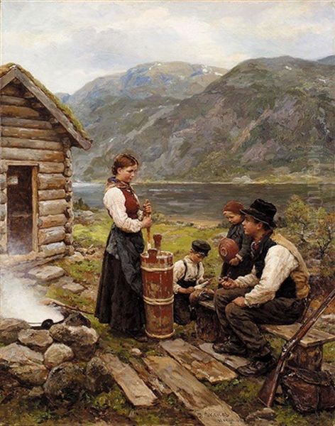 Familie I Norsk Fjordlandskap (family In A Norwegian Fjord Landscape) - view 1