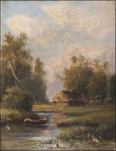 An Old House By The Stream by Vasili Yefimovich Ekgorst