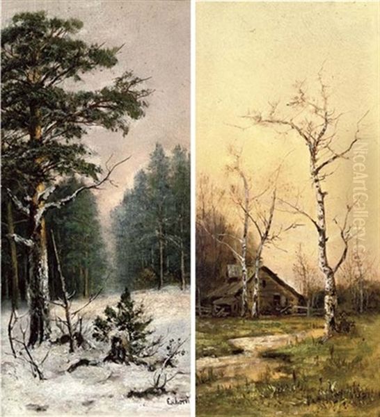 A Woodland Barn (+ Winter Woodland; Pair) - view 1