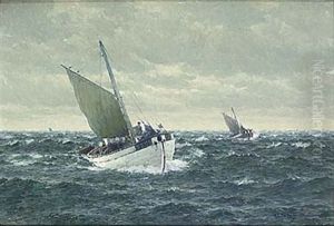 Fiskeskutor Pa Havet by Emil Gotthard Ekman