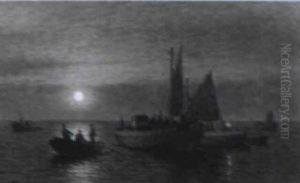 Marin Med Fiskebatar I Mansken by Emil Gotthard Ekman
