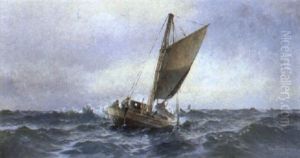 Marin Med Fiskeskuta Pa Uppr"rt Hav by Emil Gotthard Ekman
