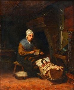 Grandmother Rocking A Cradle