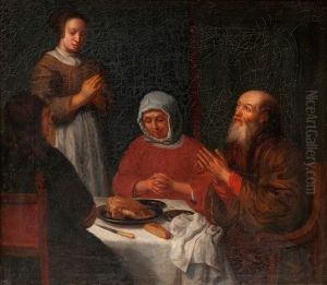 A Family Praying Before Supper by Robert Wilhelm Ekman