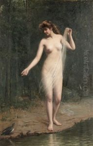 Standing Nude With A Blue Bird by Carnig Eksergian