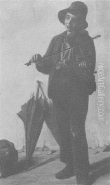 Street Urchin Playing A Violin - view 1