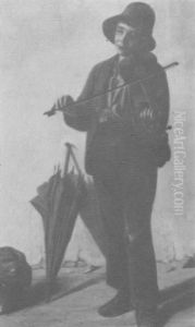 Street Urchin Playing A Violin by Carnig Eksergian