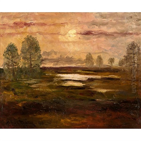 Landskap Med Trad, Solnedgang - view 1