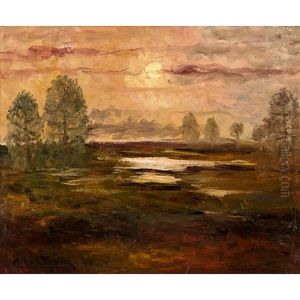 Landskap Med Trad, Solnedgang by Per Ekstroem