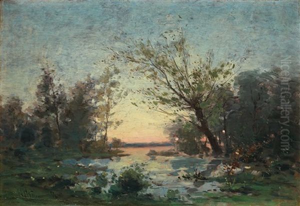 French Landscape In Sunset - view 1