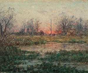 Franskt Landskap I Solnedgang by Per Ekstroem