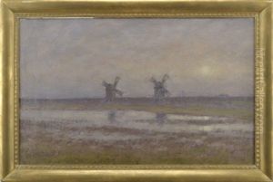 Olandskt Motiv Med Vaderkvarnar