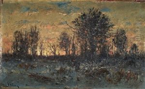 French Winter Landscape With Figure