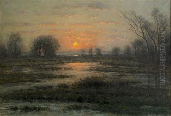 Solnedgang Over Franskt Flodlandskap - view 1