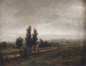 Sommarlandskap Med Trad Och Boskap by Per Ekstroem