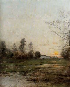 Franskt Landskap Med Herrgard - Barbizon by Per Ekstroem