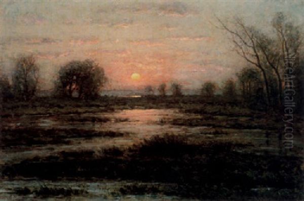 Franskt Flodlandskap, Solnedgang - view 1