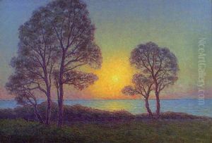 Kustlandskap Med Tallar, Solnedgang by Per Ekstroem