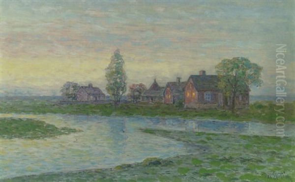 Standlandskap Med Hus - Solnedgang - view 1