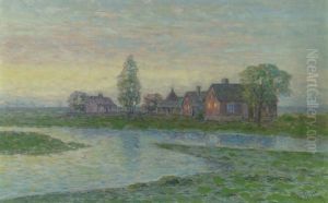 Standlandskap Med Hus - Solnedgang by Per Ekstroem