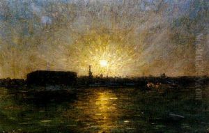 Solnedgang Over Stockholms Slott by Per Ekstroem