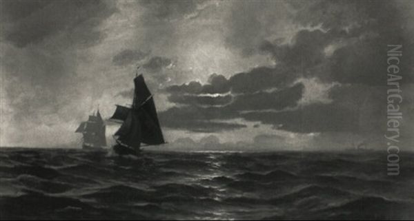 Segelboote Und Vorbeiziehende Dampfer - view 1