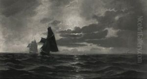 Segelboote Und Vorbeiziehende Dampfer