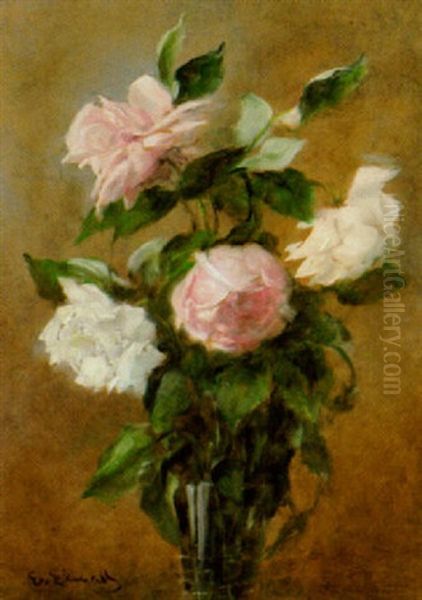 Blomsterstilleben Med Rosa Och Vita Rosor - view 1