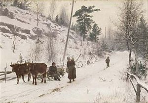 Vinterlandskap Med Figurer Och Oxar, Romano