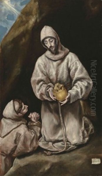 Saint Francis And Brother Leo In Meditation - view 1
