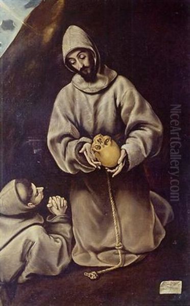 Saint Francis And Bother Leo In Meditation - view 1
