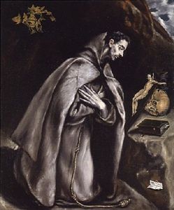 Saint Francis Kneeling In Meditation by El Greco (Domenikos Theotokopoulos)