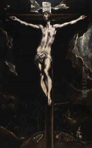 Christ On The Cross In A Landscape With Horsemen by El Greco (Domenikos Theotokopoulos)