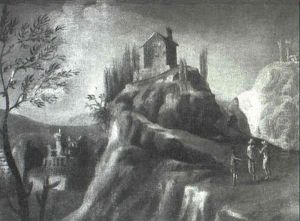 A Mountainous Landscape With A Villa Atop A Hill And Three Men Ascending A Path by El Greco (Domenikos Theotokopoulos)