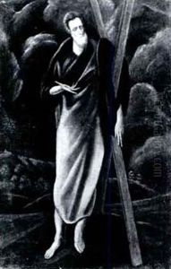Saint Andrew, Full-length,in Alandscape by El Greco (Domenikos Theotokopoulos)